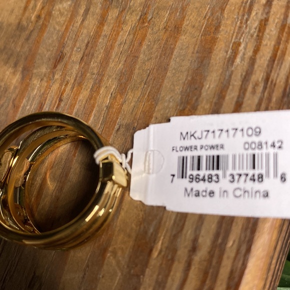 Michael Kors Gold Tone Flower Power Layered Ring with Clear Crystal Details - Picture 6 of 16